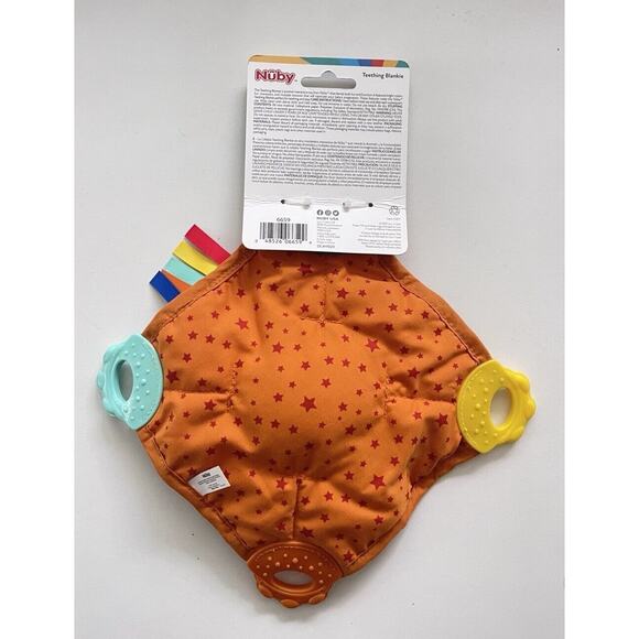 Nuby Lion Plush Teether Teething Blankie Squeaker Colorful 3+ Months BPA Free - Picture 5 of 5